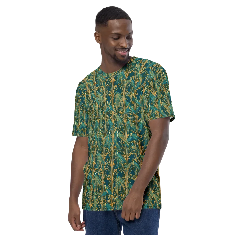 Gilded Peacock on Men's Crew Neck T-Shirt — Left