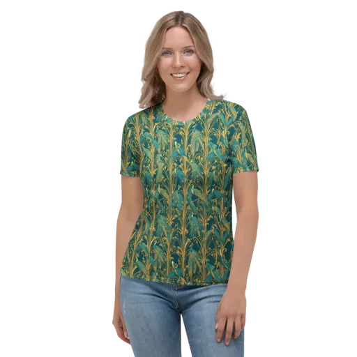 Gilded Peacock on a Women's Crew Neck T-Shirt