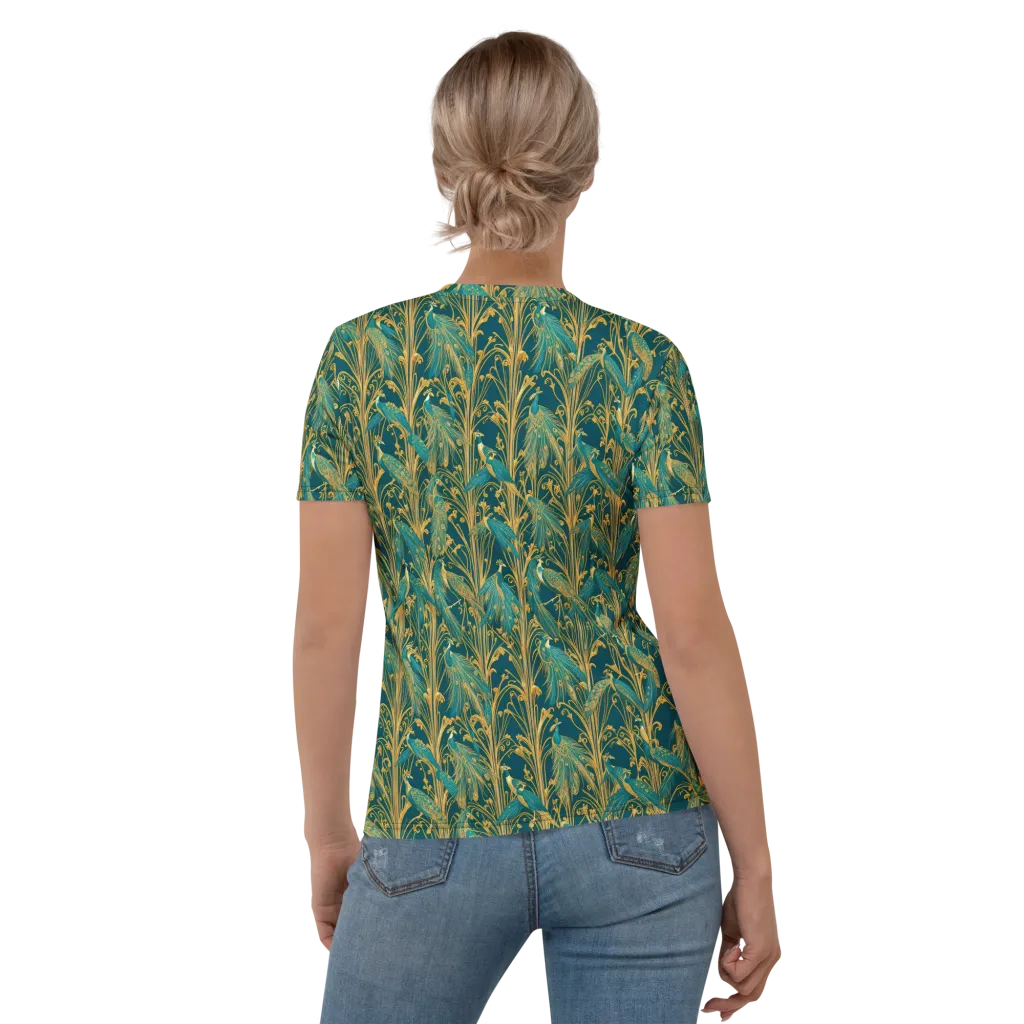 Gilded Peacock on Women's Crew Neck T-Shirt — Back