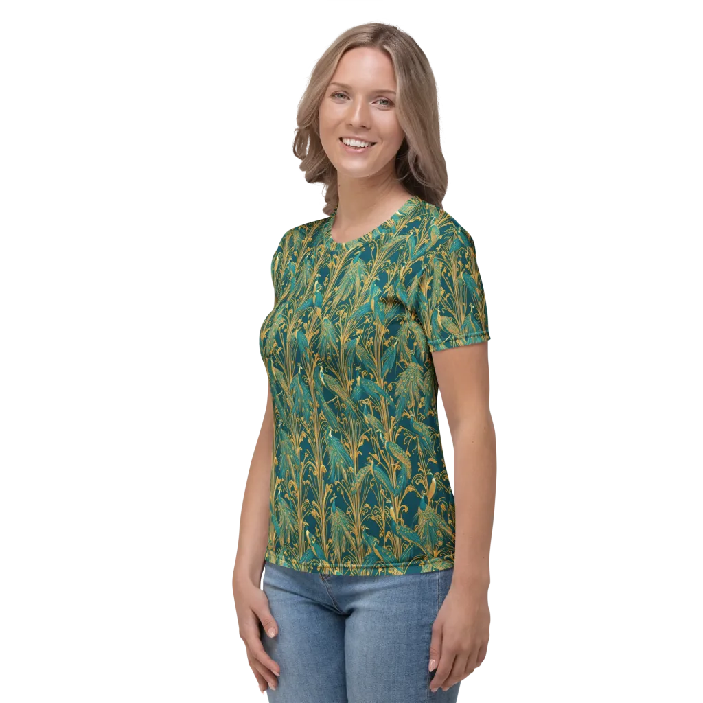 Gilded Peacock on Women's Crew Neck T-Shirt — Left