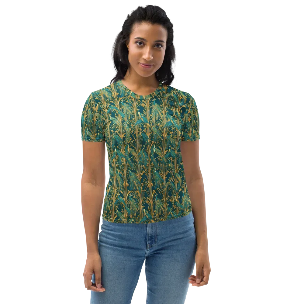 Gilded Peacock on Women's Crew Neck T-Shirt — Front