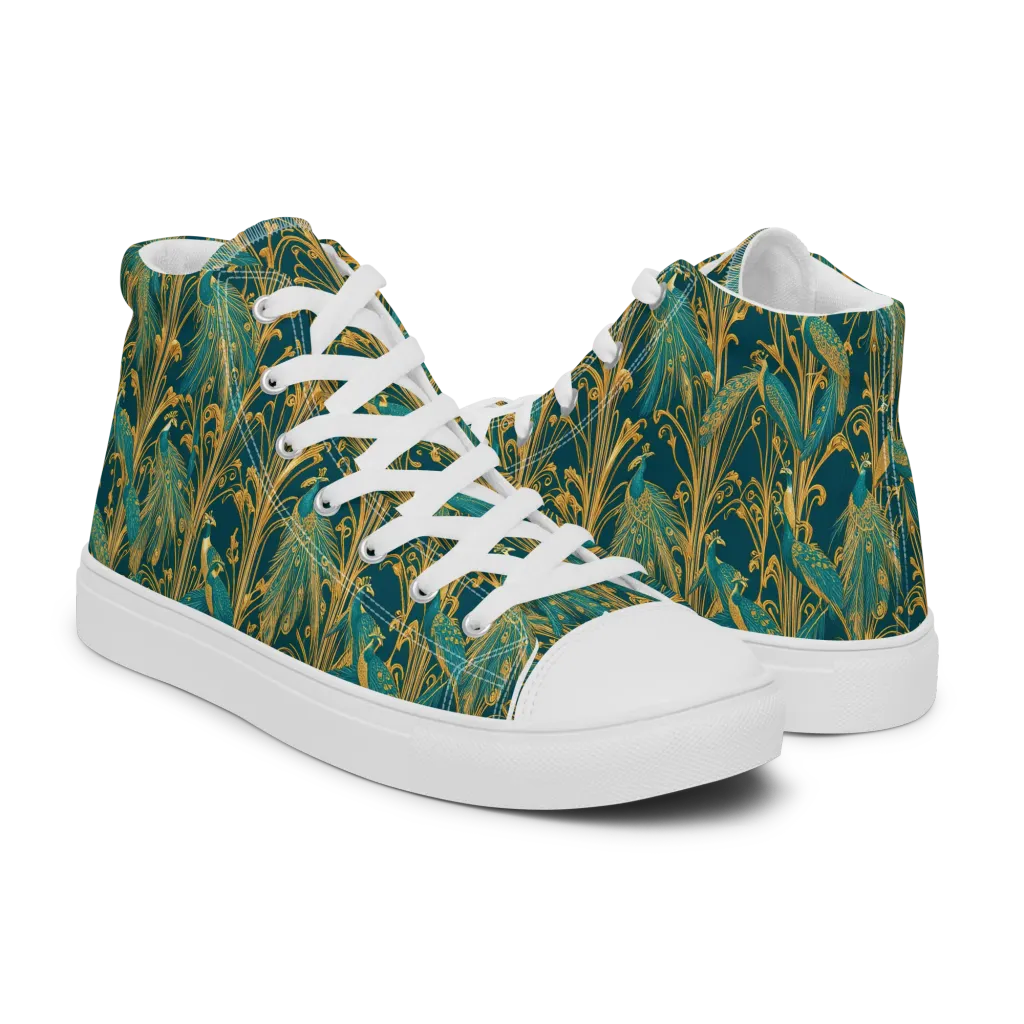 Gilded Peacock on Women's High Top Canvas Shoes — Right