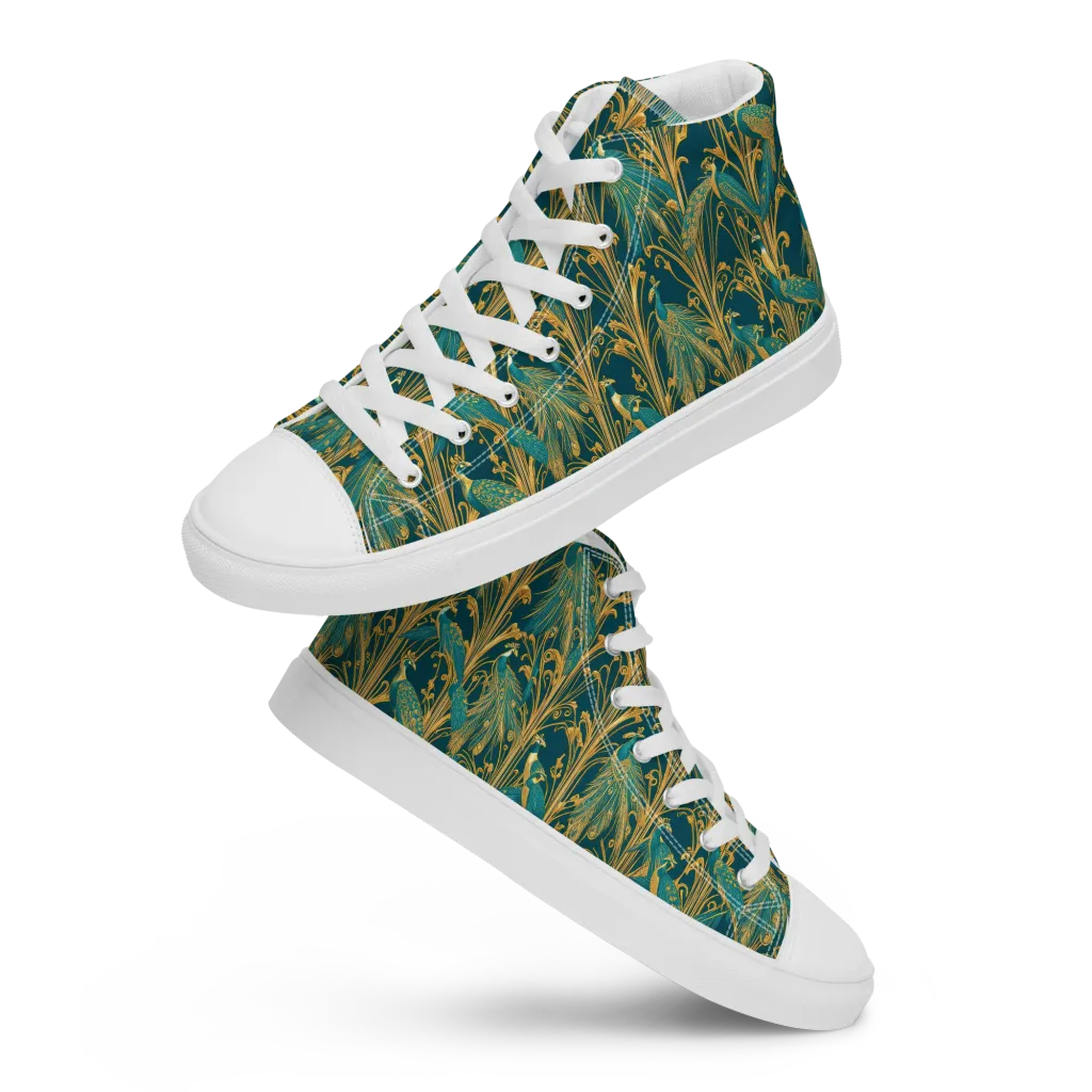Gilded Peacock on Women's High Top Canvas Shoes — Front