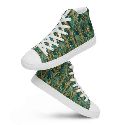 Gilded Peacock on a Women's High Top Canvas Shoes