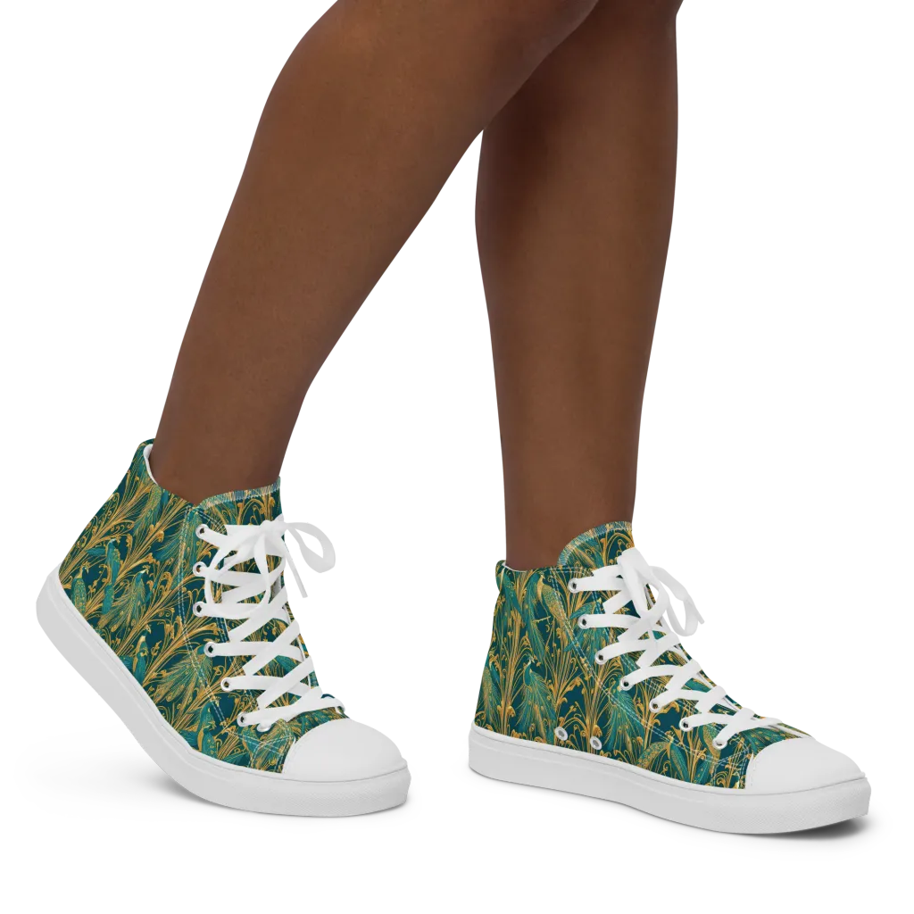 Gilded Peacock on Women's High Top Canvas Shoes — Right