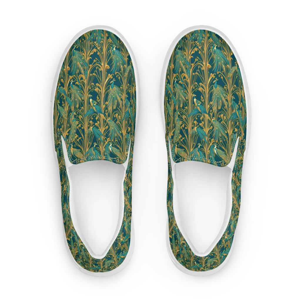 Gilded Peacock on Men's Slip-On Canvas Shoes — Front