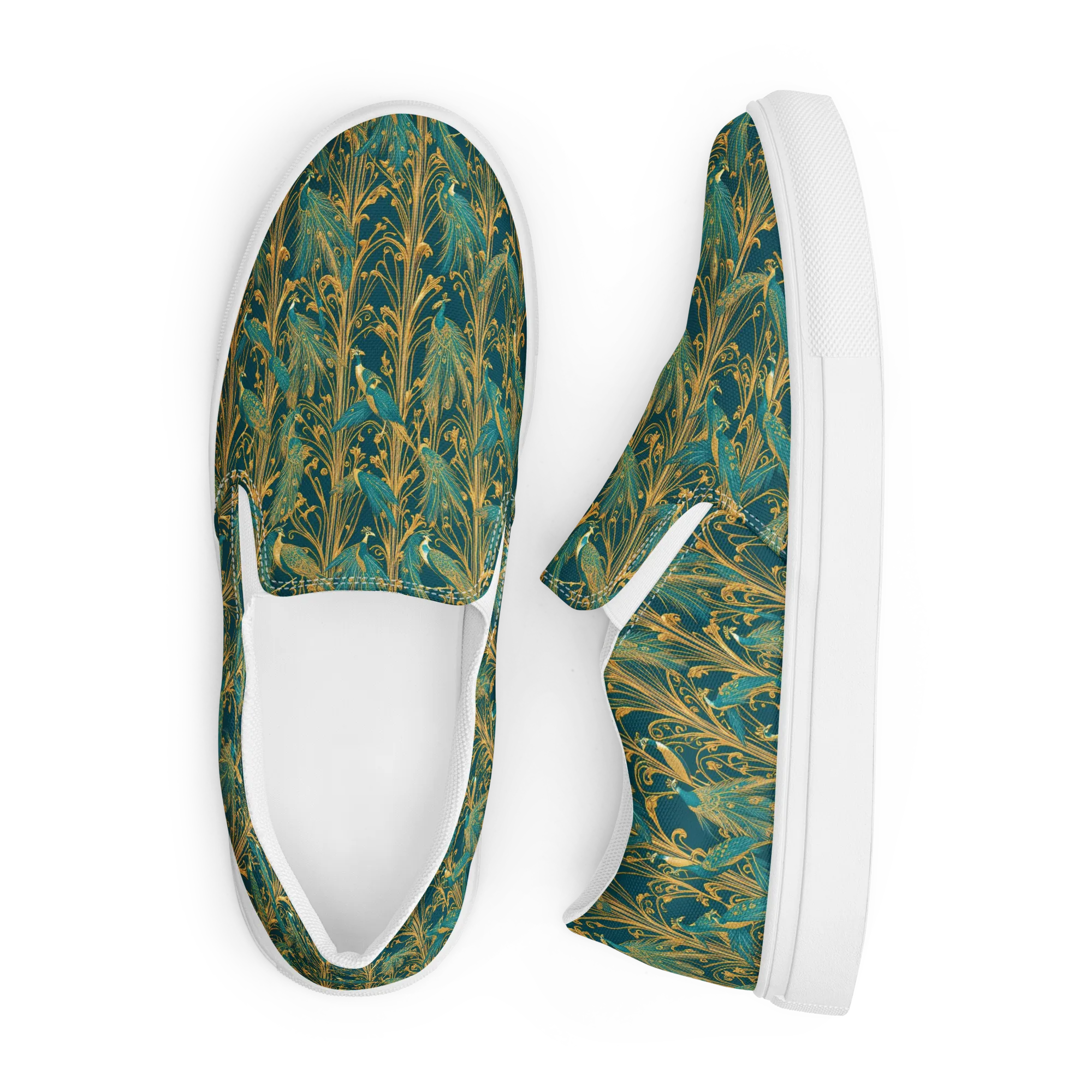 Gilded Peacock on Men's Slip-On Canvas Shoes — Front