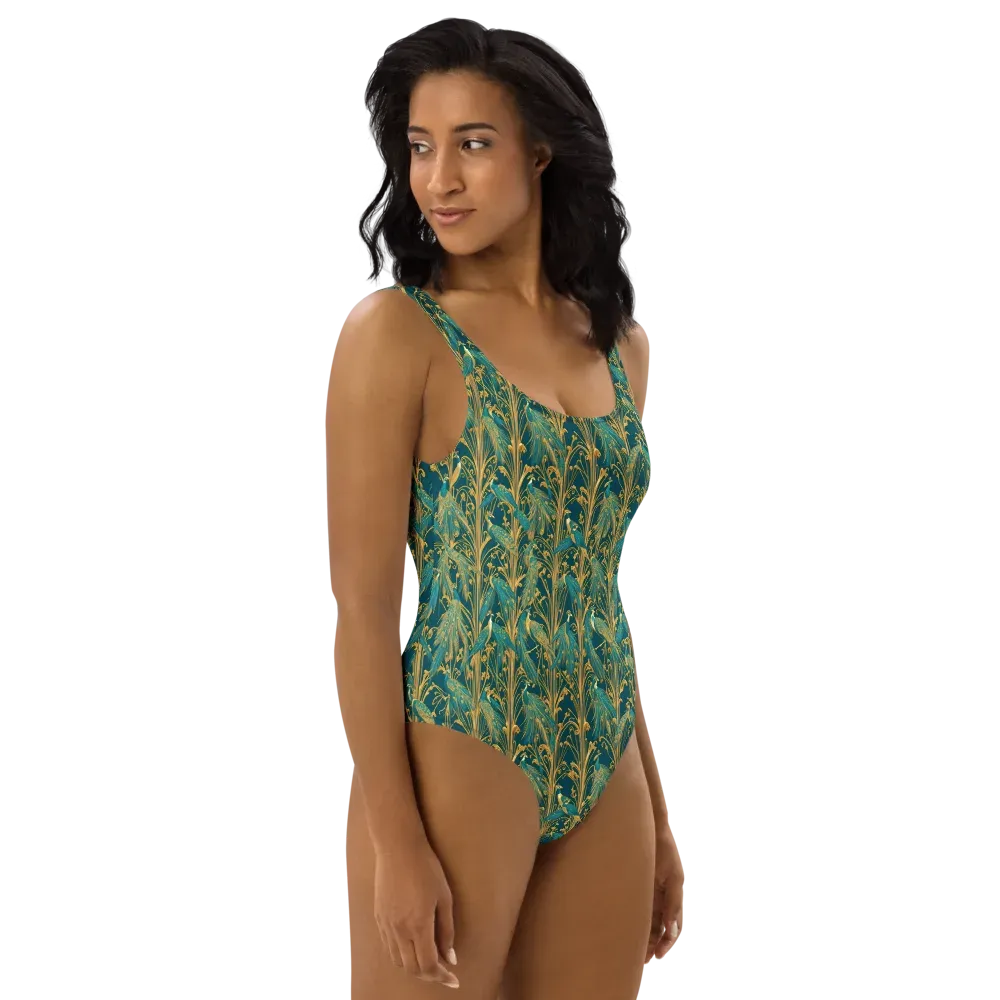 Gilded Peacock on One-Piece Swimsuit — Right