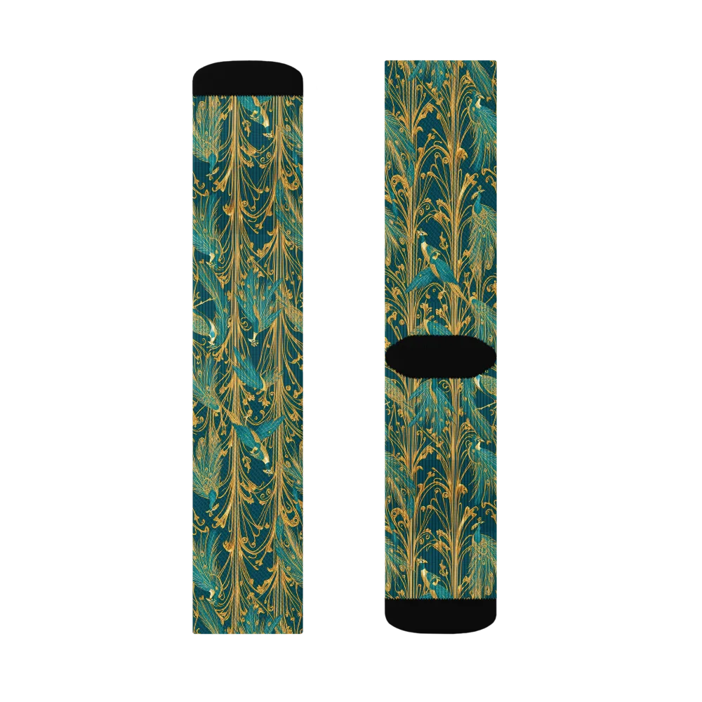 Gilded Peacock on Socks — Left Sock