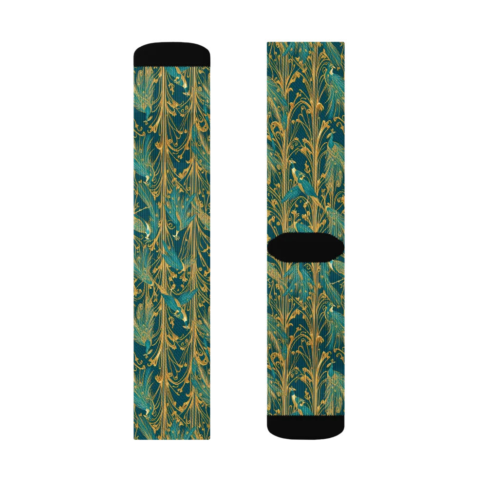 Gilded Peacock on Socks — Right Sock