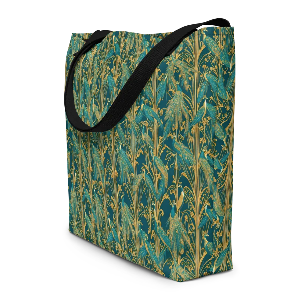 Gilded Peacock on Large Tote Bag W/ Pocket — Front