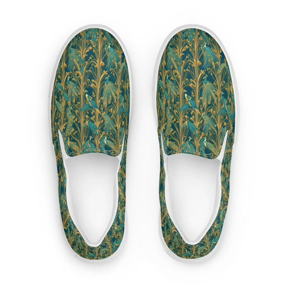 Gilded Peacock on Women's Slip-On Canvas Shoes — Front
