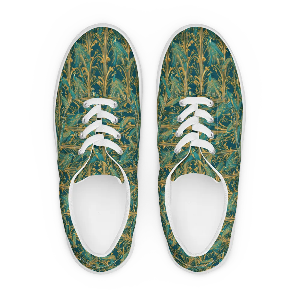 Gilded Peacock on Men's Lace-Up Canvas Shoes — Front