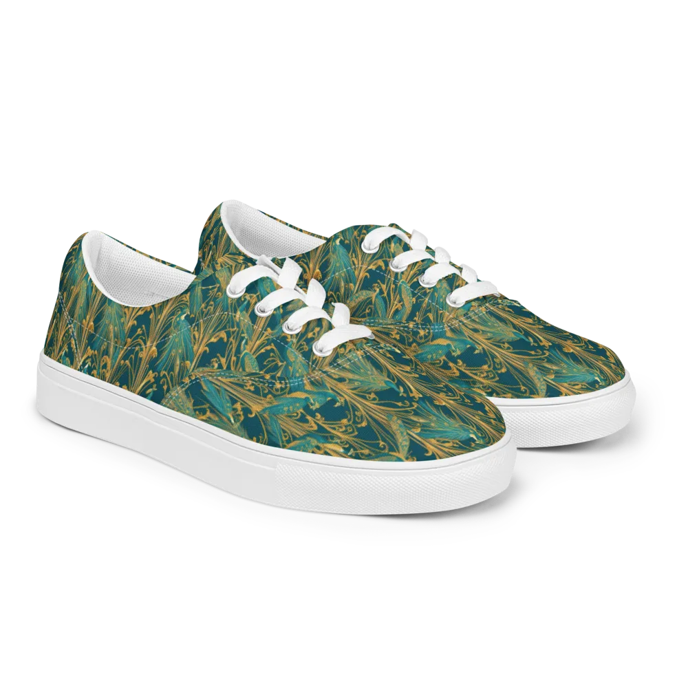 Gilded Peacock on Men's Lace-Up Canvas Shoes — Right Front
