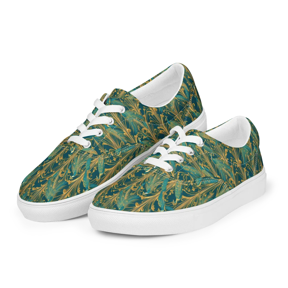 Gilded Peacock on Men's Lace-Up Canvas Shoes — Left Front