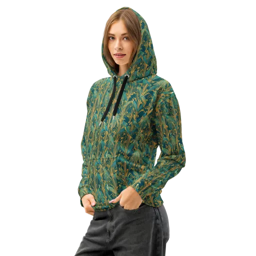 Gilded Peacock on a Cotton Hoodie