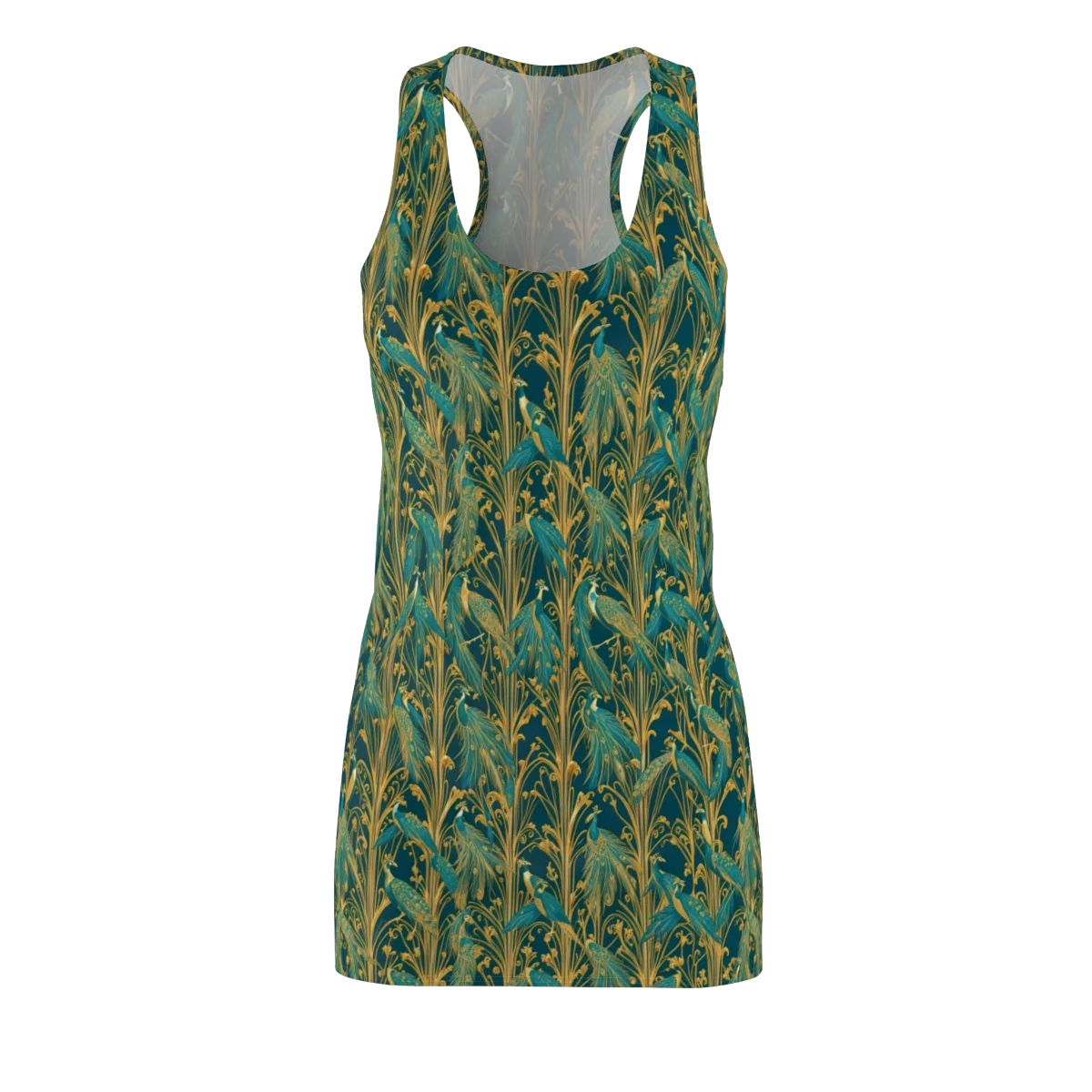 Gilded Peacock on Racerback Dress — Front