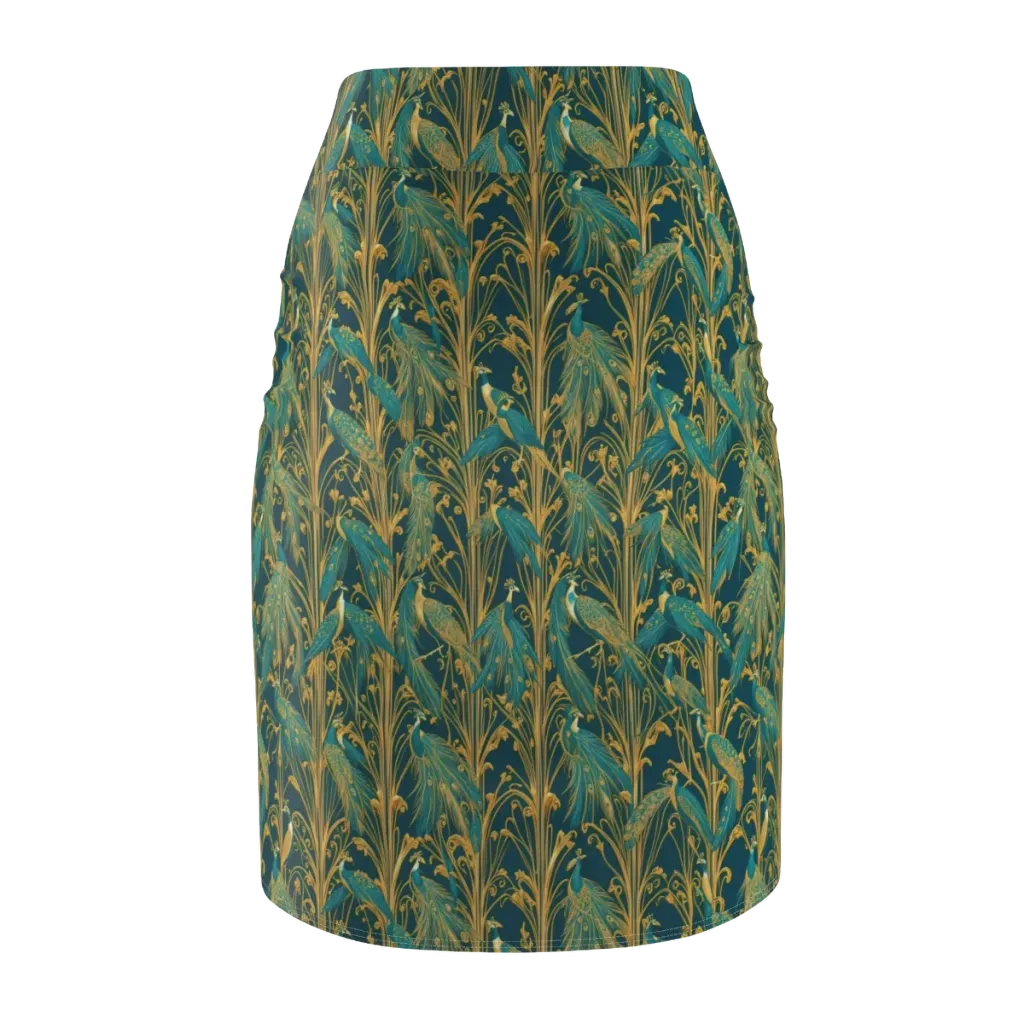 Gilded Peacock on Pencil Skirt — Back