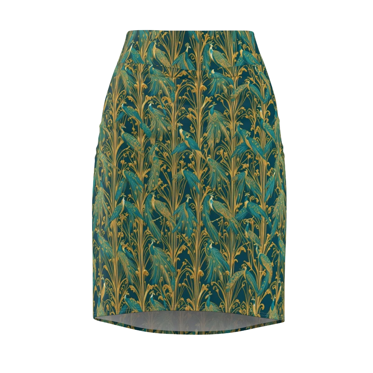 Gilded Peacock on Pencil Skirt — Front