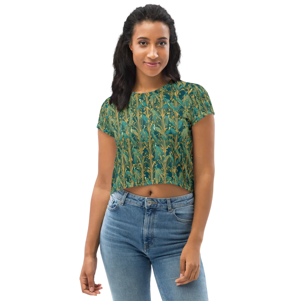 Gilded Peacock on Crop Tee — Front