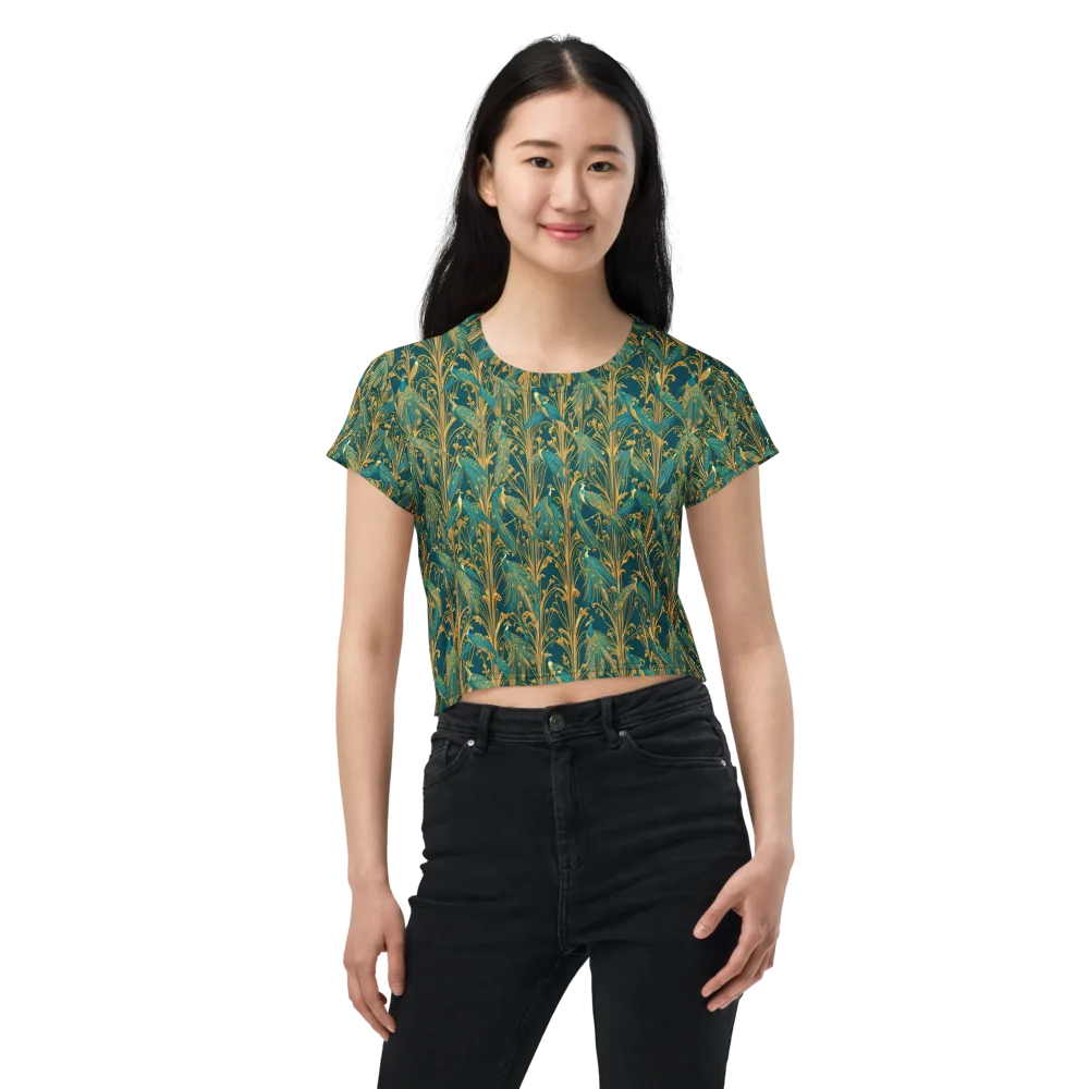Gilded Peacock on Crop Tee — Front