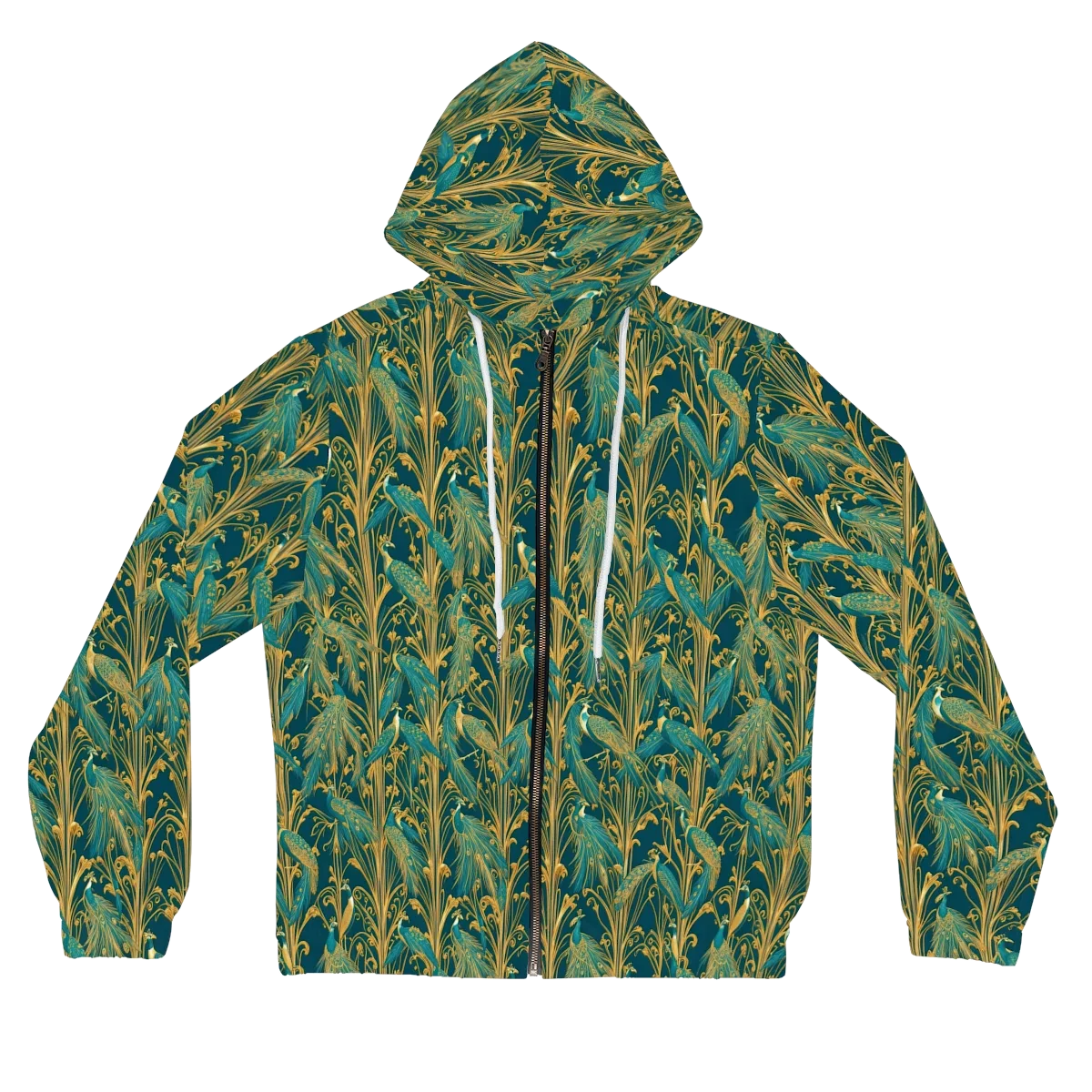 Gilded Peacock on Women's Full-Zip Hoodie — Front