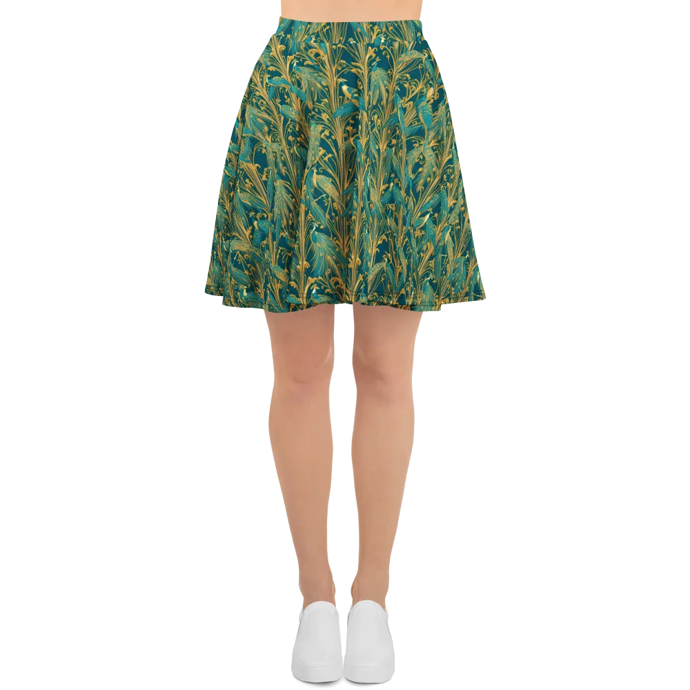 Gilded Peacock on Skater Skirt — Front