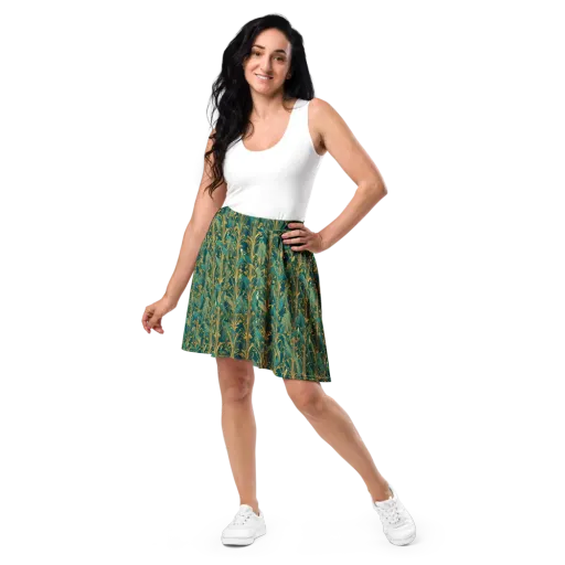 Gilded Peacock on a Skater Skirt