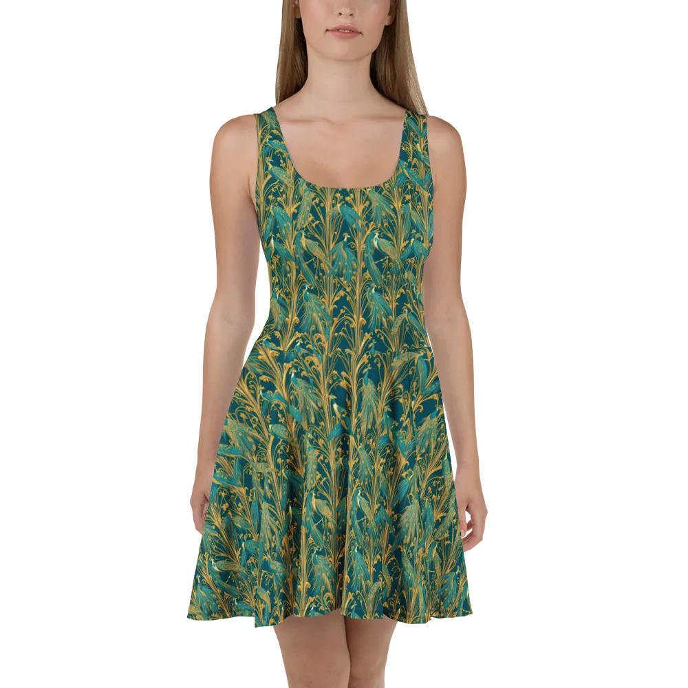 Gilded Peacock on Skater Dress — Front