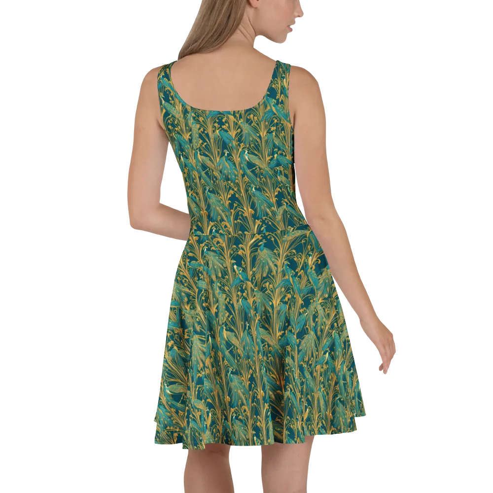 Gilded Peacock on Skater Dress — Back