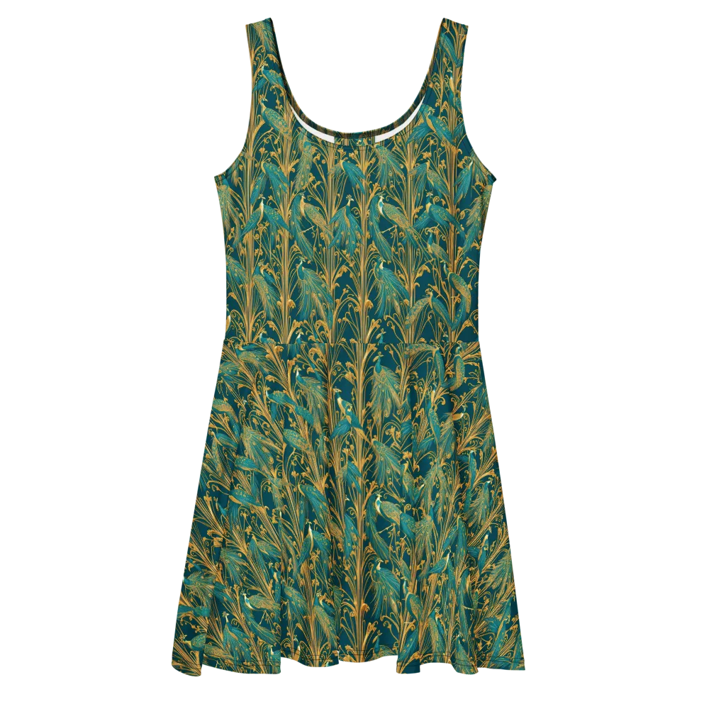Gilded Peacock on Skater Dress — Front