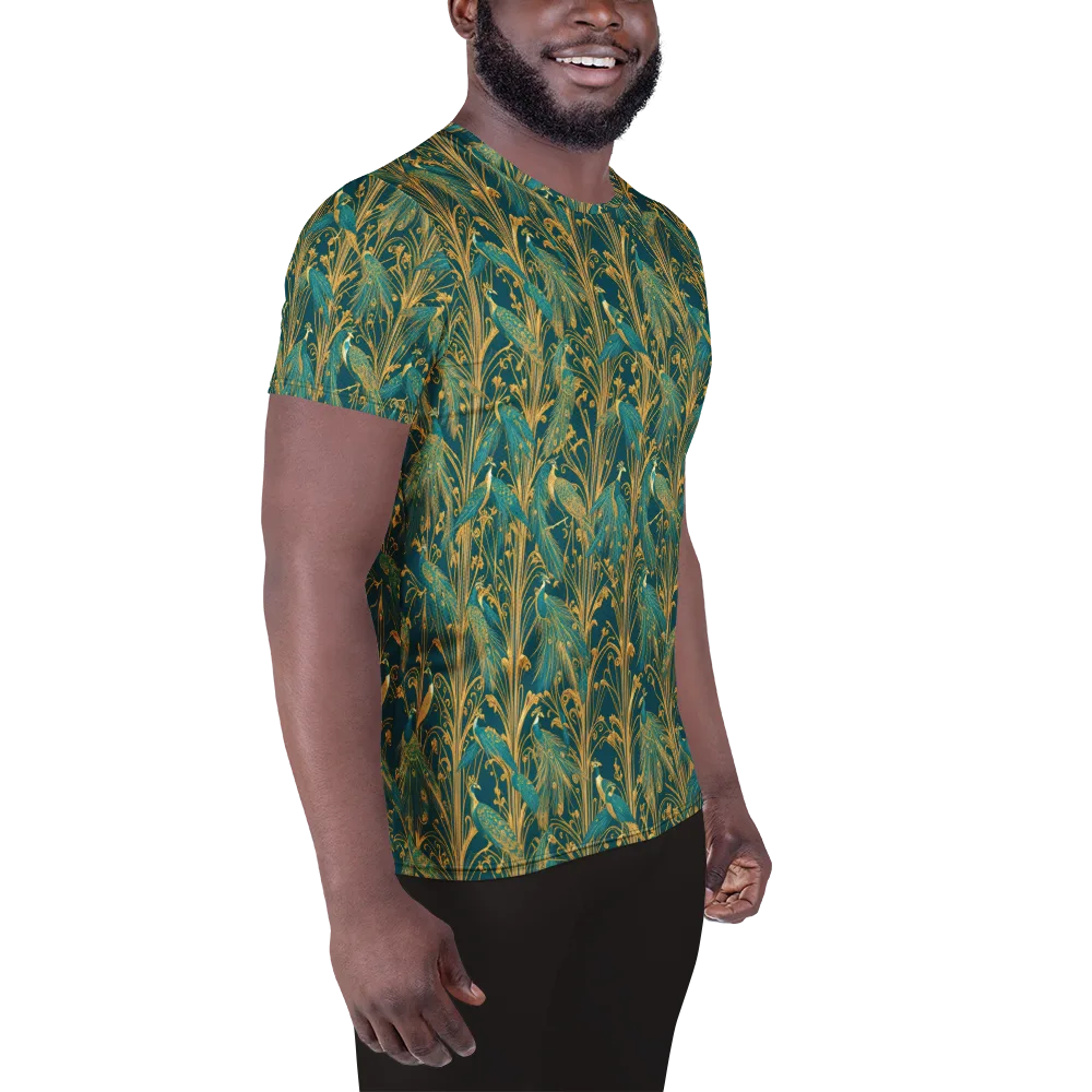Gilded Peacock on Men's Athletic T-Shirt — Right