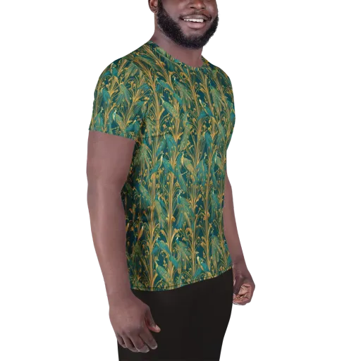 Gilded Peacock on a Men's Athletic T-Shirt
