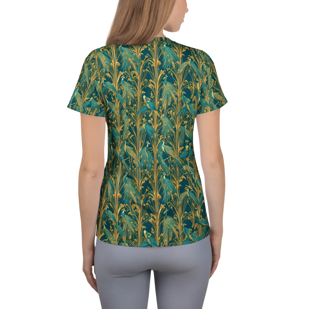 Gilded Peacock on Women's Athletic T-Shirt — Back