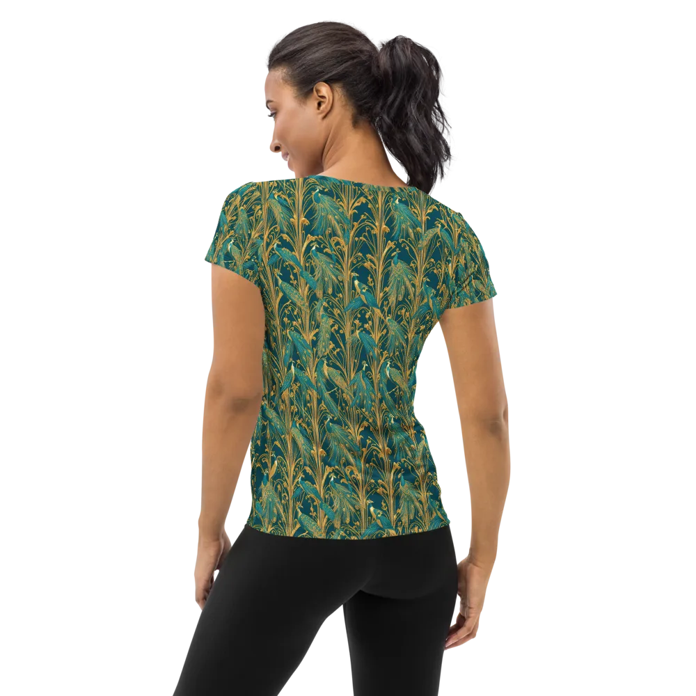 Gilded Peacock on Women's Athletic T-Shirt — Back