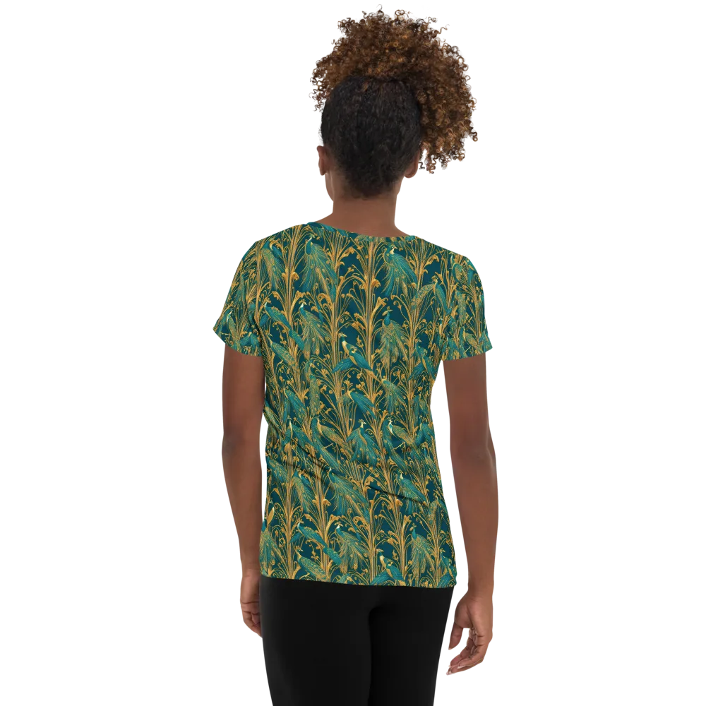 Gilded Peacock on Women's Athletic T-Shirt — Back
