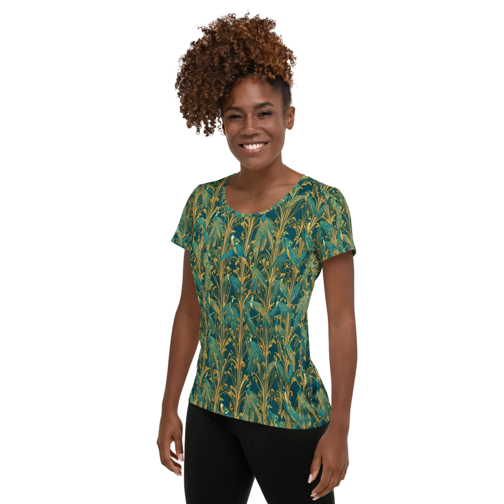 Gilded Peacock on Women's Athletic T-Shirt — Left