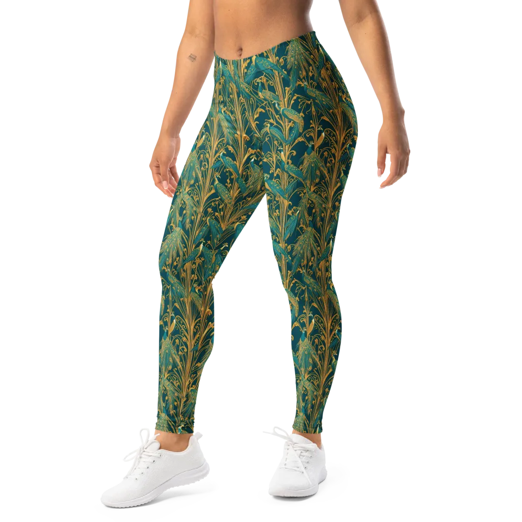 Gilded Peacock on Leggings — Left Front