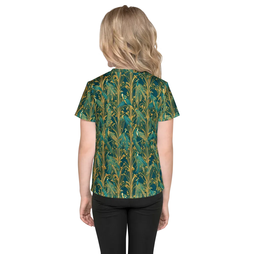 Gilded Peacock on Kids Crew Neck T-Shirt — Back