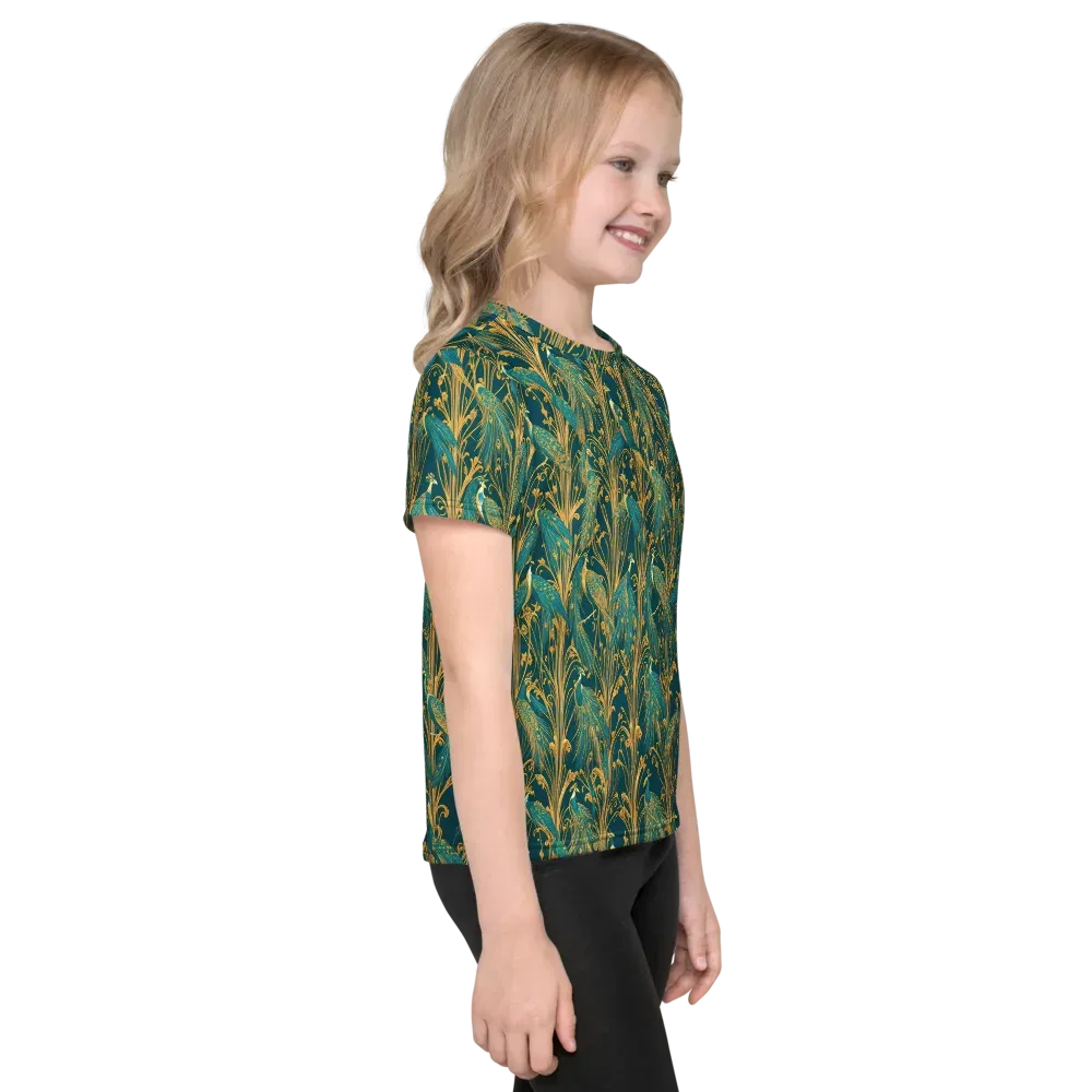 Gilded Peacock on Kids Crew Neck T-Shirt — Right