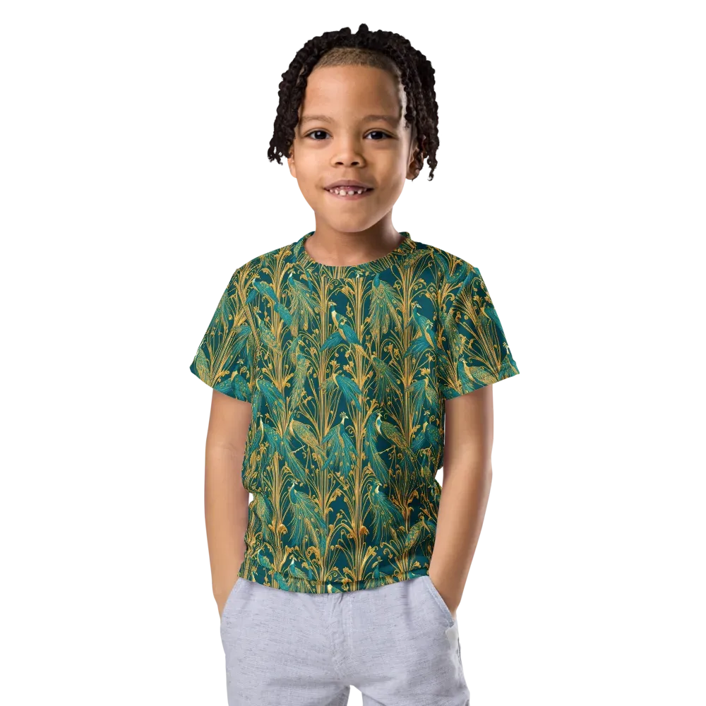 Gilded Peacock on Kids Crew Neck T-Shirt — Front