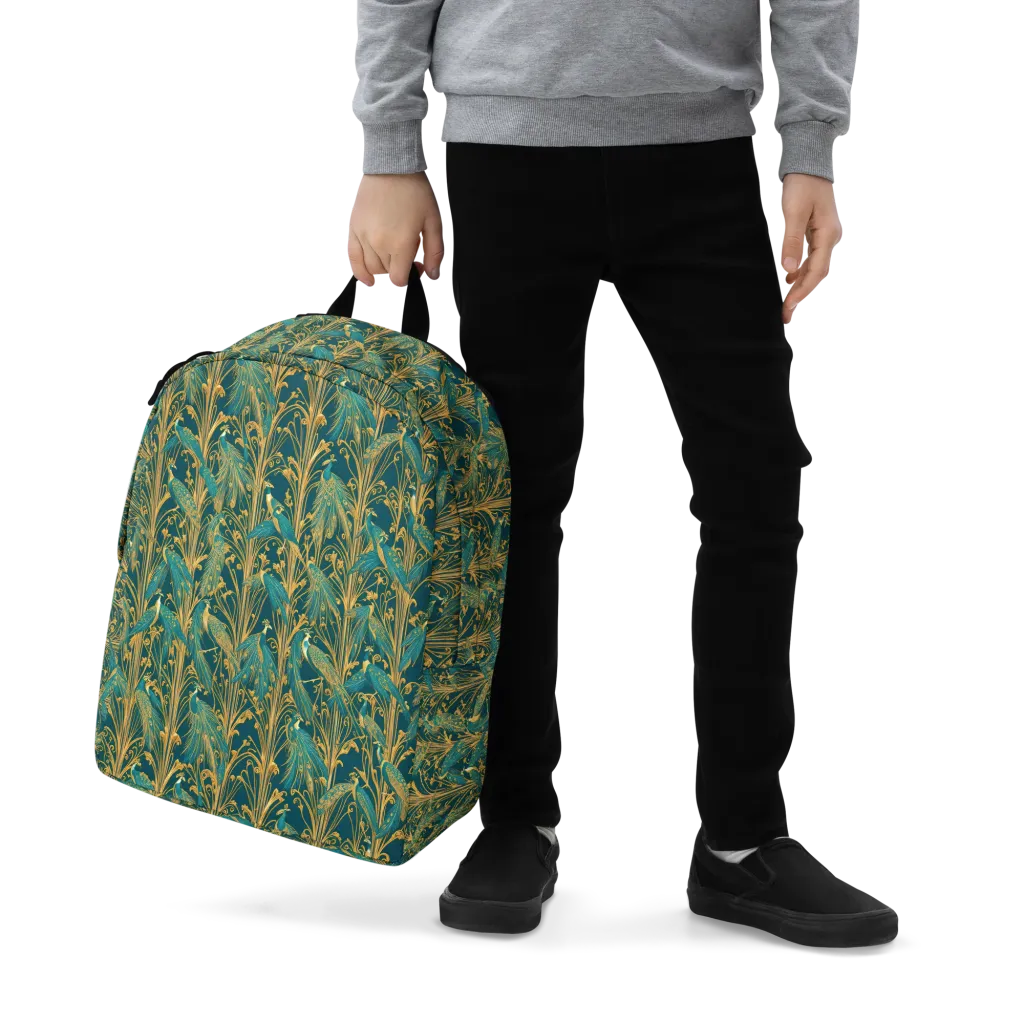 Gilded Peacock on Minimalist Backpack — Zoomed-in
