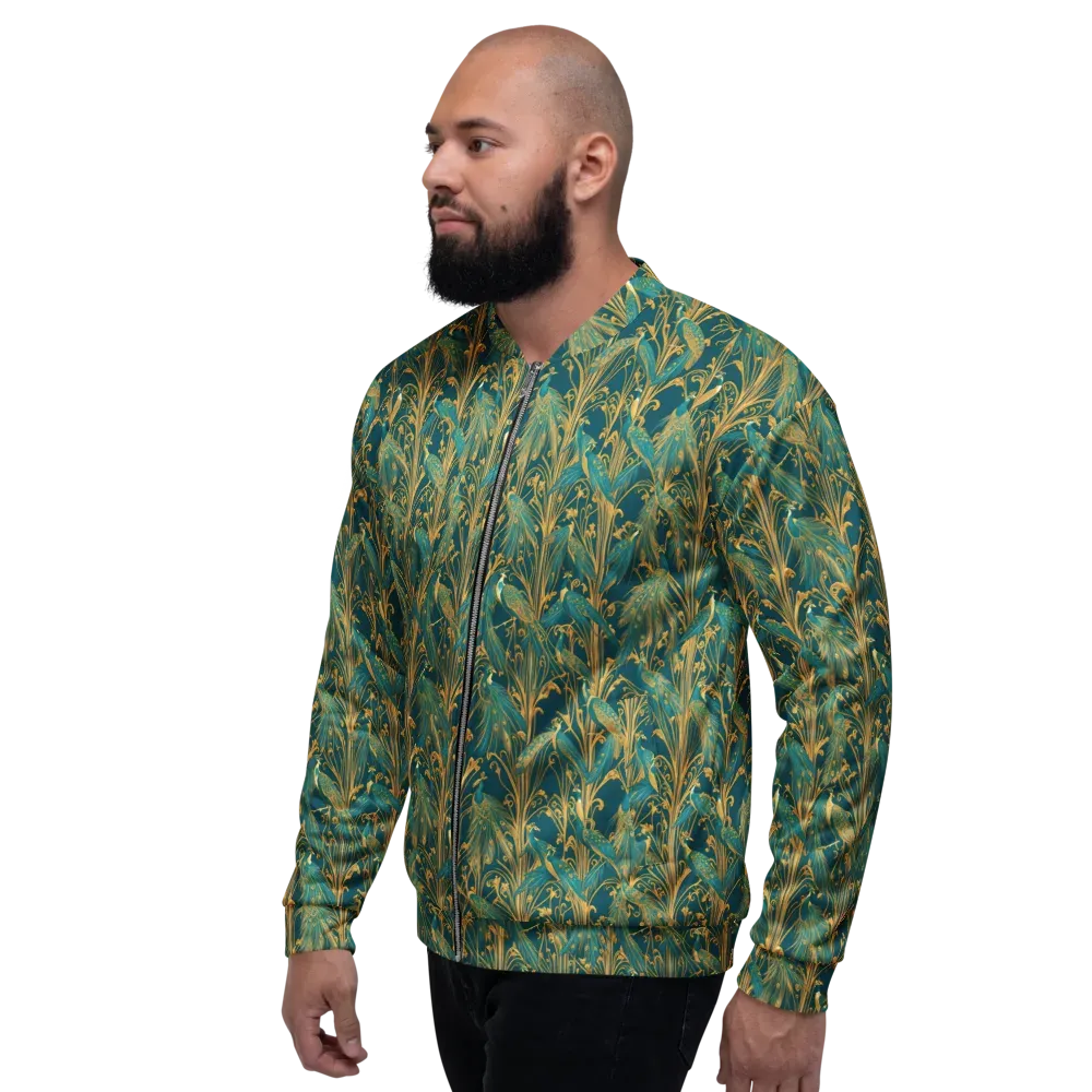 Gilded Peacock on Bomber Jacket — Left