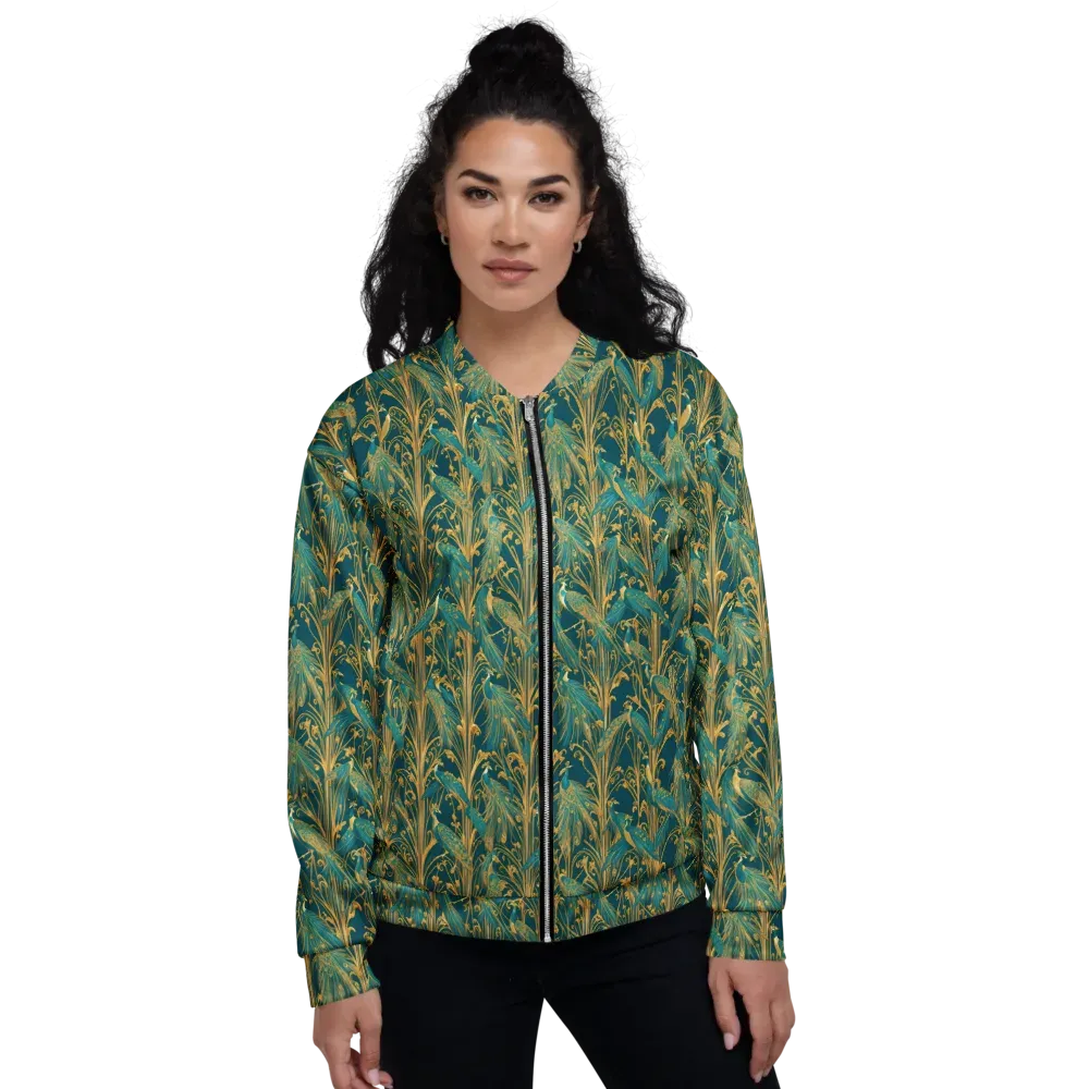 Gilded Peacock on Bomber Jacket — Front