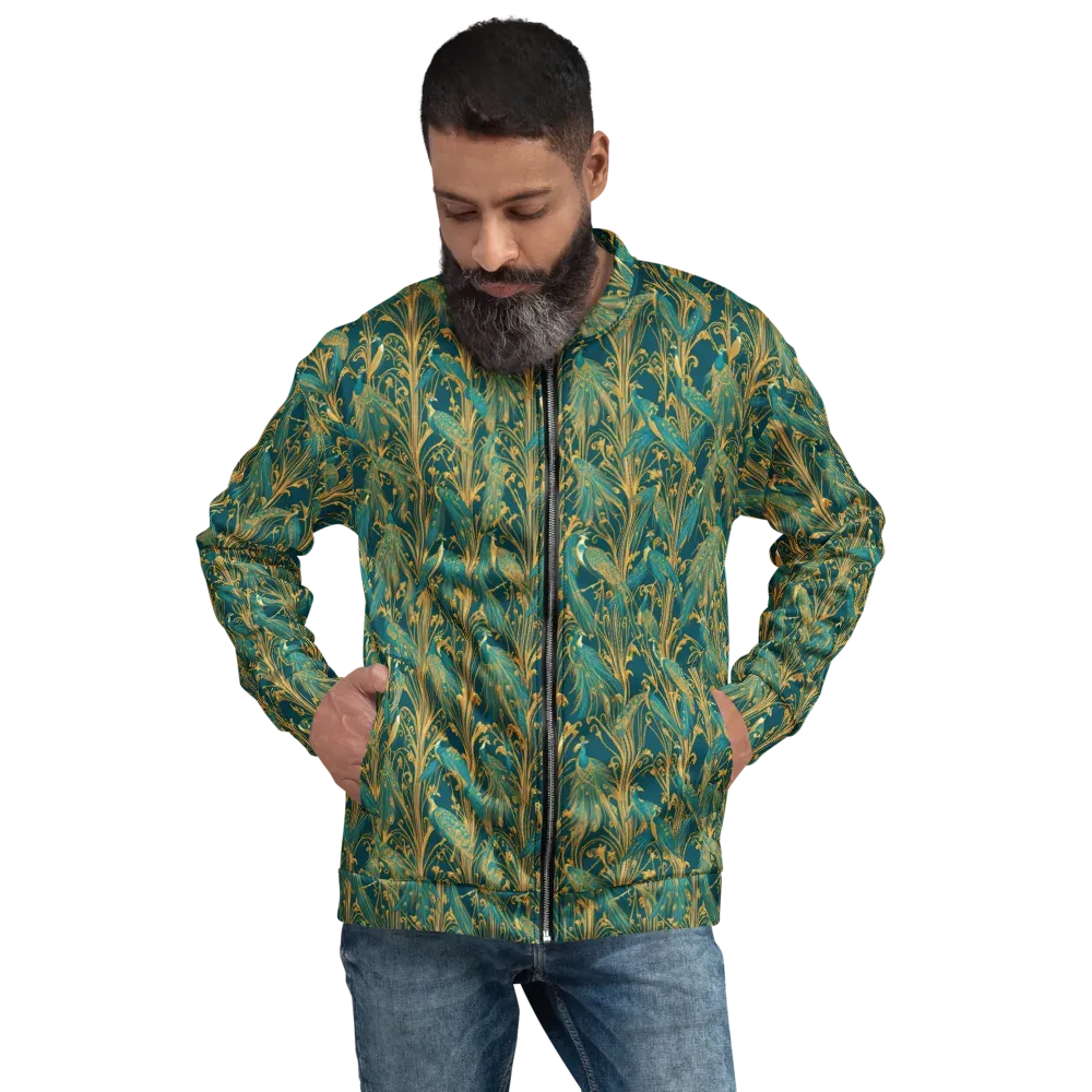 Gilded Peacock on Bomber Jacket — Front