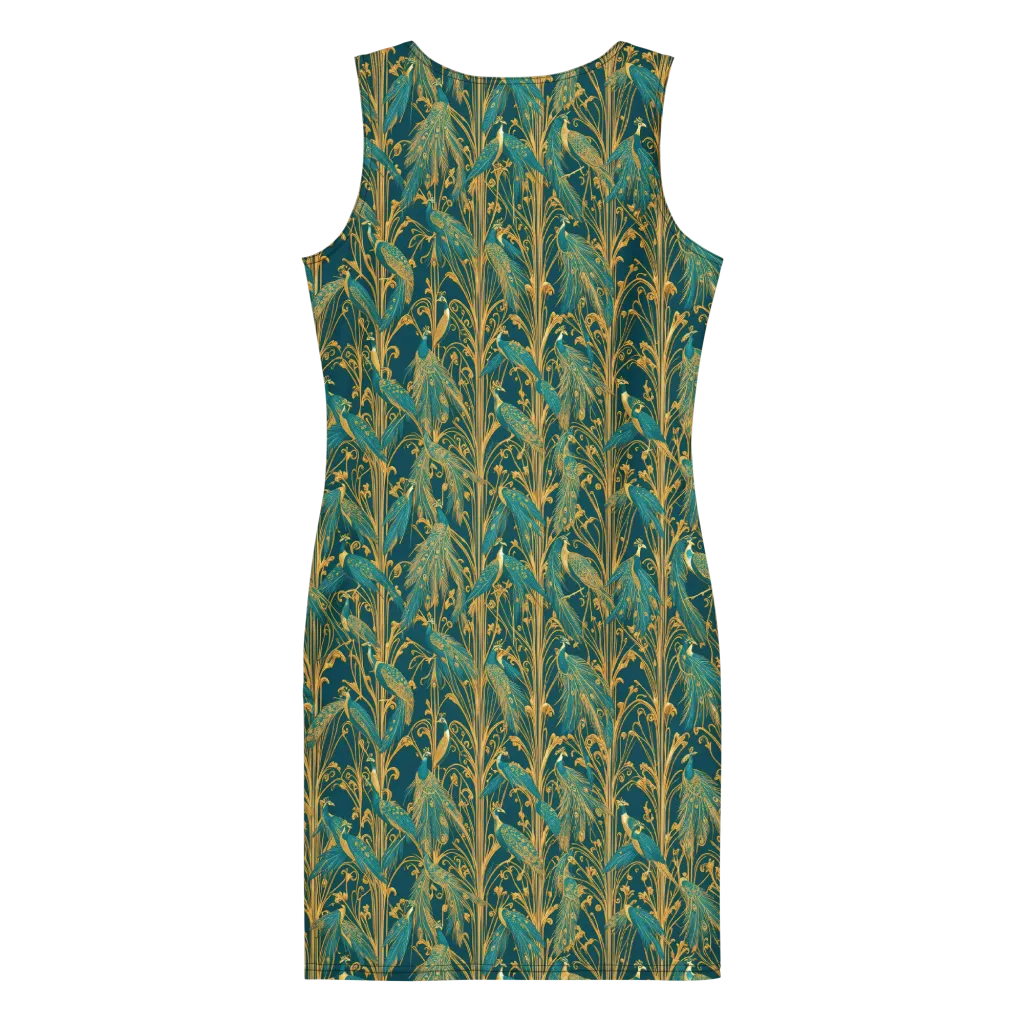 Gilded Peacock on Bodycon Dress — Back