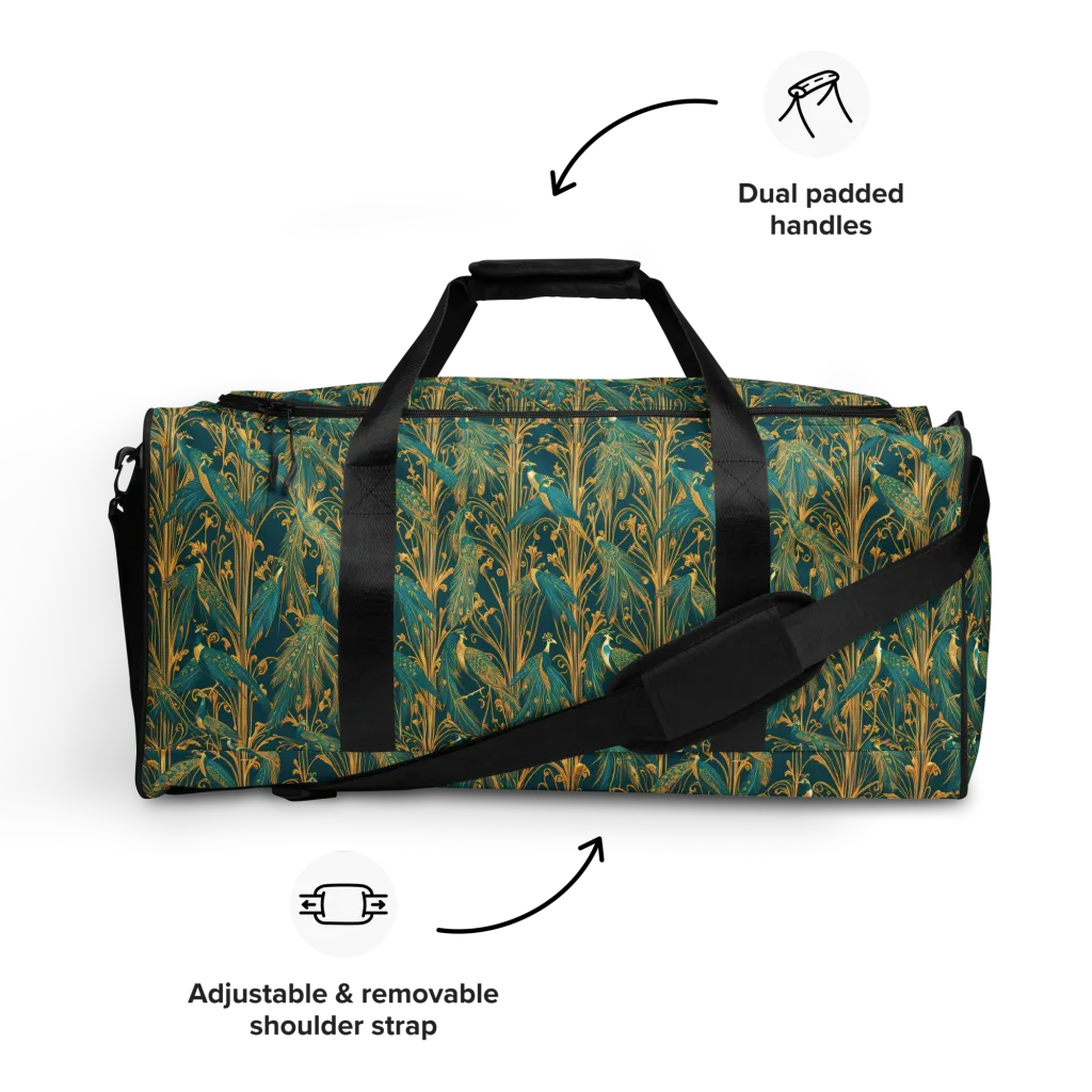 Gilded Peacock on Duffle Bag — Front
