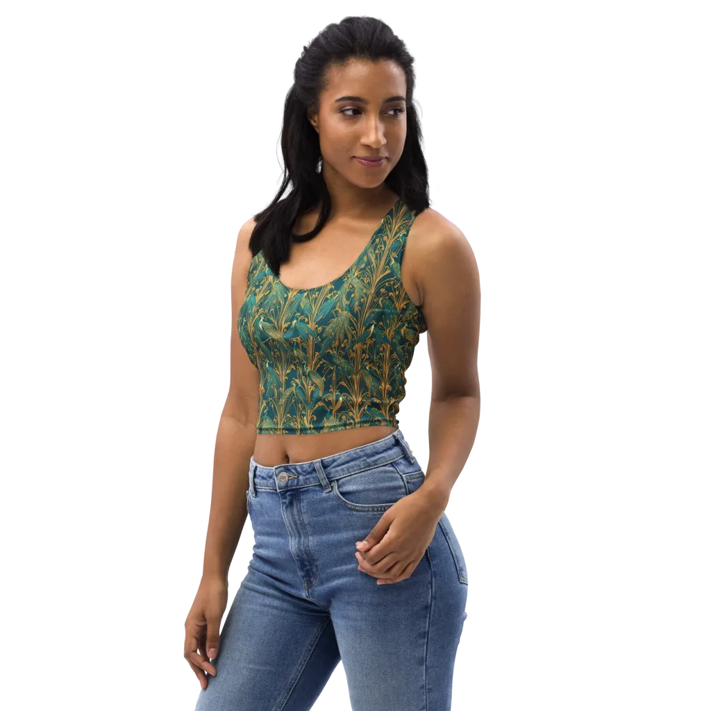 Gilded Peacock on Crop Top — Left Front