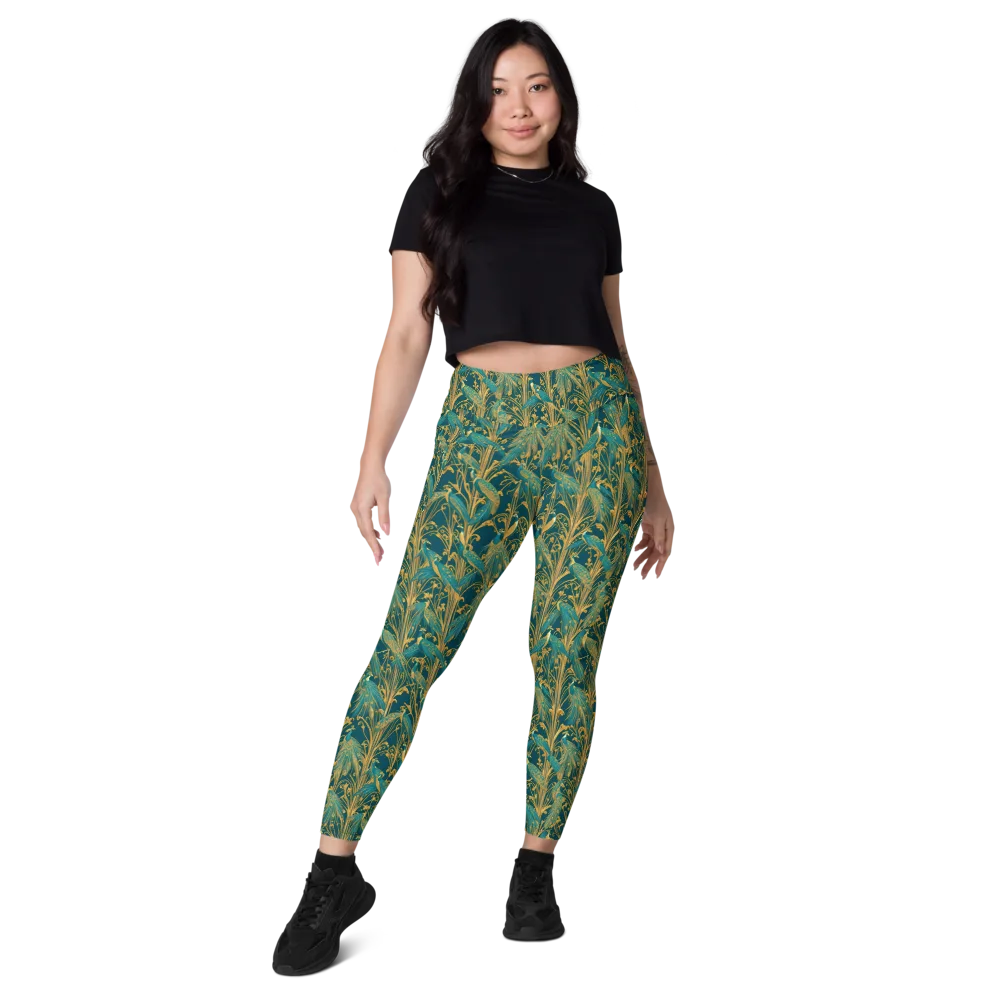 Gilded Peacock on Leggings with Pockets — Front
