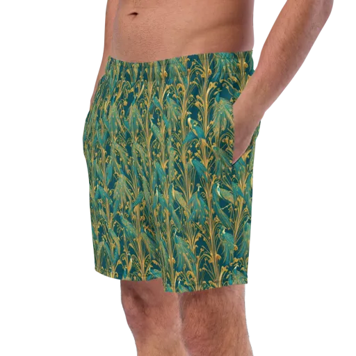 Gilded Peacock on a Swim Trunks